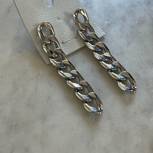 Free People Floating Chain Earrings Silver - Picture 6 of 6